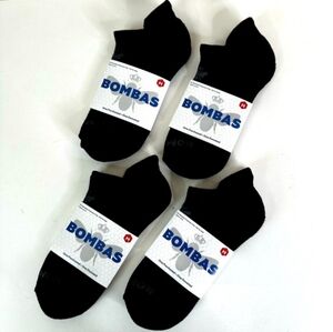 4 Pairs of Bombas Black Ankle Socks M Sock Tech Honeycomb Arch Support Cushioned